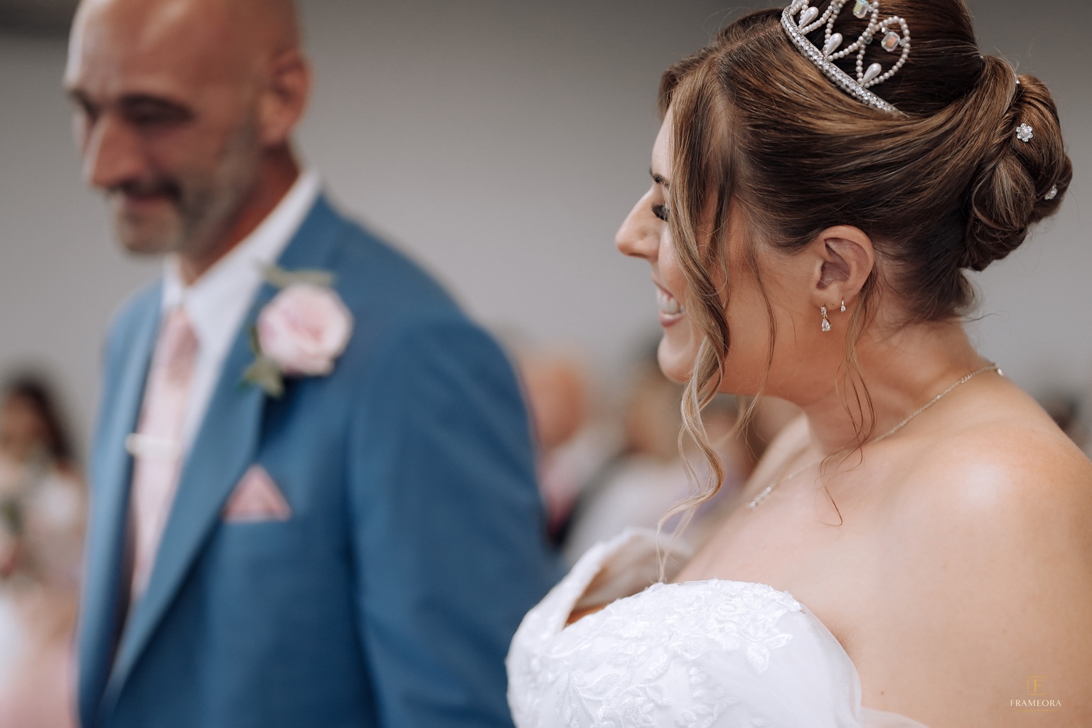 Bride holding her bouquet outdoors